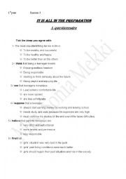 English Worksheet: its all in the preparation