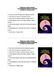 English Worksheet: Halloween Video Activity - The nightmare before Christmas