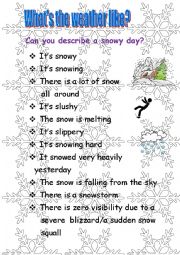 English Worksheet: Can you describe a snowy day?