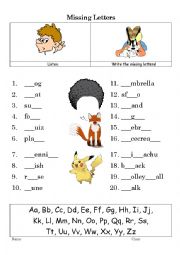 English Worksheet: Missing Letters