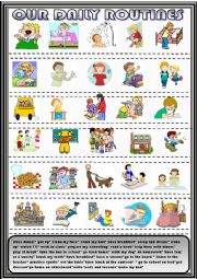 English Worksheet: Daily routines ; matching activity