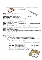 English Worksheet: Buying Food at a Conbini, Dialogue for ALT & JTE