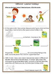 English Worksheet: Different summer holidays