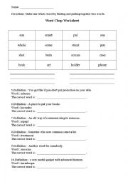 English Worksheet: English Word Chop 