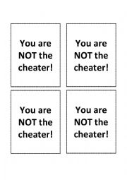 English Worksheet: The Cheater Game. Cards template.