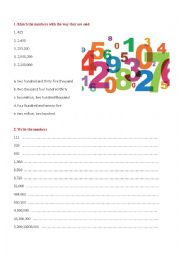 English Worksheet: numbers
