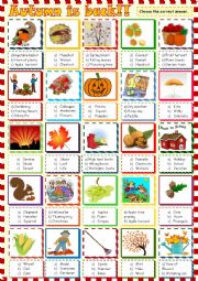 English Worksheet: Autumn is back: multiple choice 