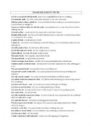 English Worksheet: Idioms related to lies and truth