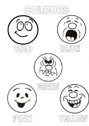 English Worksheet: Colour the smileys