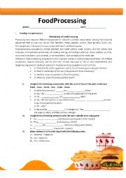 English Worksheet: FOOD PROCESSING INDUSTRY AND PRESENT SIMPLE