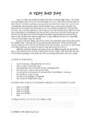English Worksheet: A VERY BAD DAY