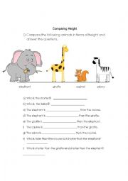 English Worksheet: Comparing heights