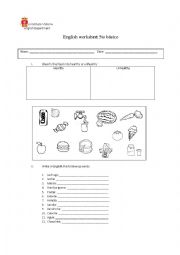 English Worksheet: Healthy and unhealthy food