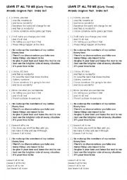 English Worksheet: Song activity: Leave it all to me