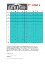 English Worksheet: BATTLESHIP