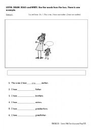 English Worksheet: LISTENING - Drawing the Family Members