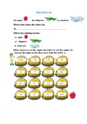English Worksheet: The letter A