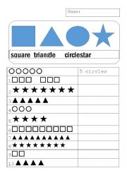 English Worksheet: Counting Shapes P1