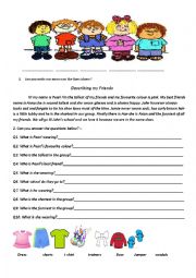 English Worksheet: Describing people