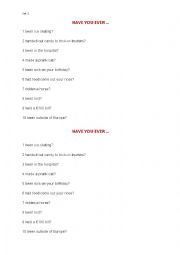 English Worksheet: Have you ever ...? set 3