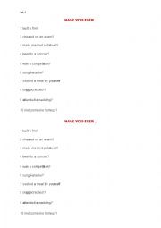 English Worksheet: Have you ever ...? set 4