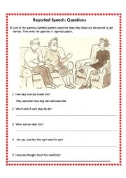 English Worksheet: Reported Speech: QUESTIONS