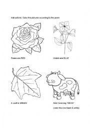English Worksheet: Coloring Poem
