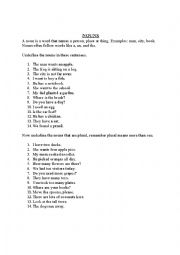 English Worksheet: Nouns, singular and plural