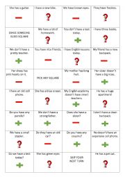 English Worksheet: Have Has Coin Toss Game