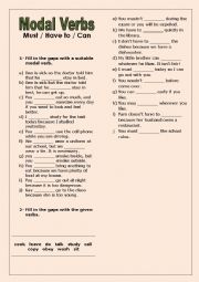 English Worksheet: Must or have to