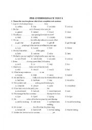 English Worksheet: Pre-intermediate English test