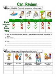 English Worksheet: Can - Review