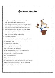 English Worksheet: Grammar Auction Game