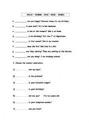 English Worksheet: WH QUESTIONS