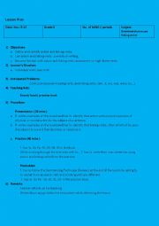 English Worksheet: Lesson plan Grade 5 (action / linking verbs)