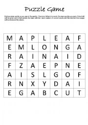 English Worksheet: Puzzle Game
