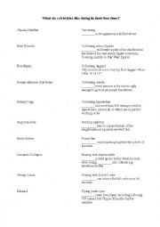 English Worksheet: Celebrity hobbies