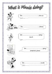 English Worksheet: What is Minnie doing? (PART 2)