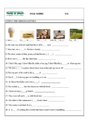 English Worksheet: spelling test