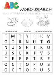 Alphabet Word Search (M, N, O)