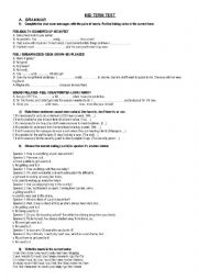 English Worksheet: grammar and vocabulary