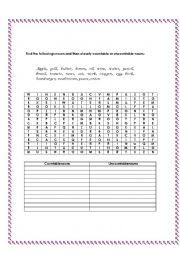 English Worksheet: Uncountable and Countables nouns