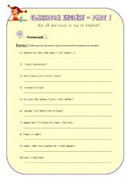 English Worksheet: Classroom English - Part 1 - HW Worksheet