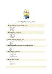 English Worksheet: Despicable Me Quiz