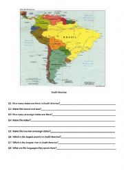 English Worksheet: South America