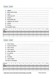 English Worksheet: Liar liar