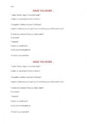 English Worksheet: Have you ever ...? set 5