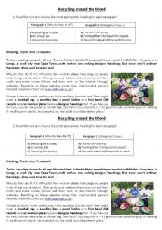 English Worksheet: Making trash into treasure