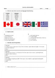 English Worksheet: Countries and Nationalities