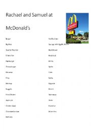 English Worksheet: Mcdonalds Vocabulary Fast Food Dialogue